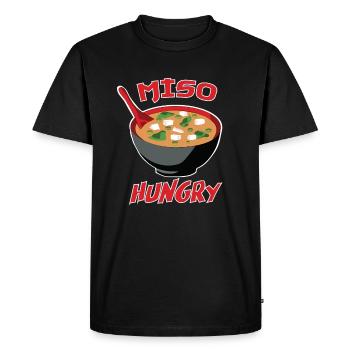 Miso Hungry - Drôles de jeux de mots japonais - T-shirt Premium bio Homme - noir - Devant - Nico (187cm)