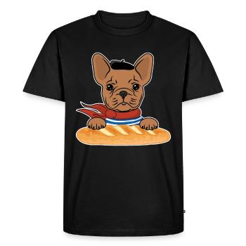 Drôle Français Bulldog à la baguette - T-shirt Premium bio Homme - noir - Devant - Nico (187cm)