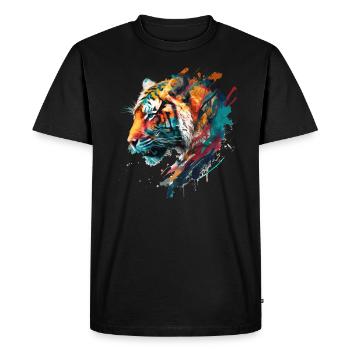 Tête de tigre dans le cadeau de profil - T-shirt Premium bio Homme - noir - Devant - Nico (187cm)