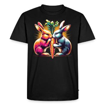 Bunny Love Bunnies Nibble Carrot Carrot Street Art - Men's Premium Organic T-Shirt - black - Front - Nico (187cm)