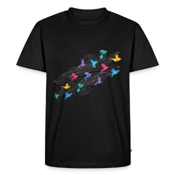 Plis en papier grue cadeau japon origami - T-shirt Premium bio Homme - noir - Devant - Nico (187cm)