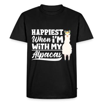 Mammals LLamas Alpaca Happiest When Im With My - Men's Premium Organic T-Shirt - black - Front - Nico (187cm)