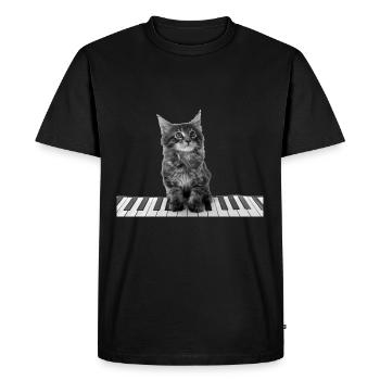 Mignon piano chat clavier pianiste - T-shirt Premium bio Homme - noir - Devant - Nico (187cm)