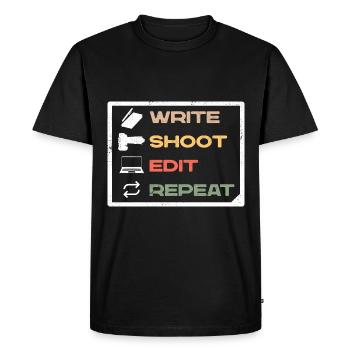 Journaliste Journalisme Écrire Modifier Répéter - T-shirt Premium bio Homme - noir - Devant - Nico (187cm)