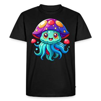 Méduse mignonne - T-shirt Premium bio Homme - noir - Devant - Nico (187cm)
