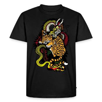 Dragon Snake Tiger - Men's Premium Organic T-Shirt - black - Front - Nico (187cm)