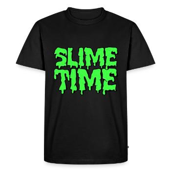 Slime Time | Mucus Glibber Wortwitz gift - Men's Premium Organic T-Shirt - black - Front - Nico (187cm)