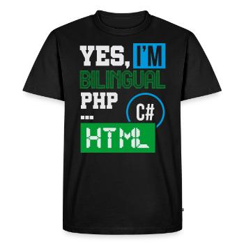 Programmeur informatique Humour Oui, je suis bilingue HTML - T-shirt Premium bio Homme - noir - Devant - Nico (187cm)
