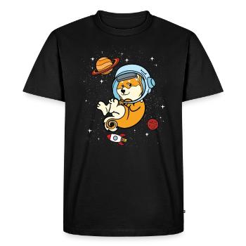 Cadeau de l'univers spatial astronaute Shiba Inu - T-shirt Premium bio Homme - noir - Devant - Nico (187cm)