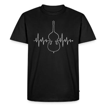 Herzschlag Herzlinie Herzfrequenz Kontrabass Shirt - Männer Premium Bio T-Shirt - Schwarz - Vorne - Nico (187cm)