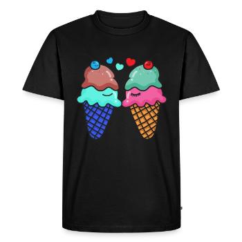 Crème glacée crème glacée t-shirt crème glacée d'été valentine - T-shirt Premium bio Homme - noir - Devant - Nico (187cm)