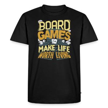 Board Games Make Life Worth Living Board Gamer - Men's Premium Organic T-Shirt - black - Front - Nico (187cm)
