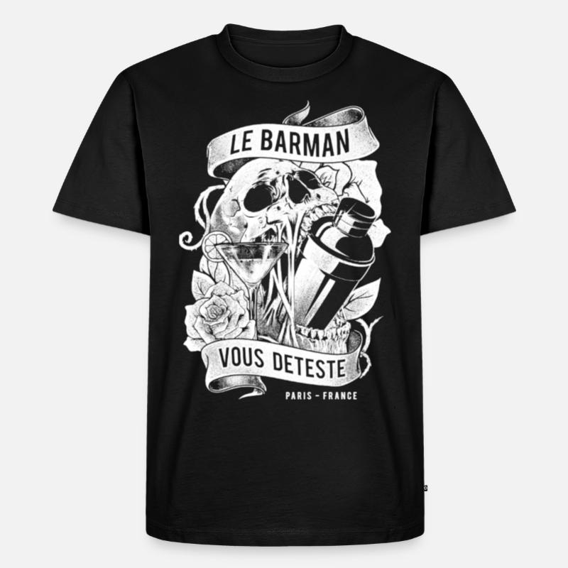 Der Barkeeper hasst dich - Männer Premium Bio T-Shirt - Schwarz