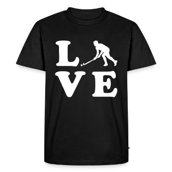 Field hockey player shirt gift indoor hockey - Men's Premium Organic T-Shirt - black - Front - Nico (187cm)