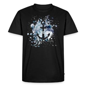 Modèle d'ancre maritime dans un style grunge - T-shirt Premium bio Homme - noir - Devant - Nico (187cm)