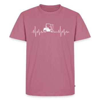 Herzschlag Herzlinie Herzfrequenz Stapler-Fahrer - Männer Premium Bio T-Shirt - Mauve - Vorne - Nico (187cm)
