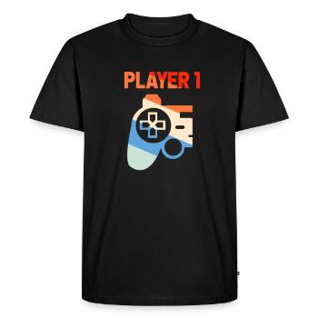 Player 1 - T-shirt Premium bio Homme - noir - Devant - Nico (187cm)
