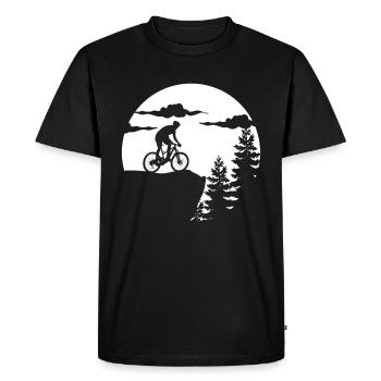 Bicycle Nature Mountain Biker Road Cyclist Shirt - Men's Premium Organic T-Shirt - black - Front - Nico (187cm)