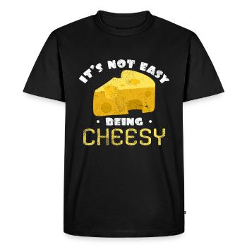 It's Not Easy Being Cheesy Cheese Pun Gift - Men's Premium Organic T-Shirt - black - Front - Nico (187cm)