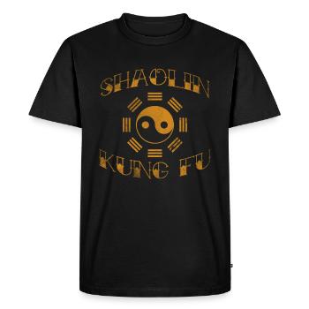 T-shirt Shaolin Kong Fu Arts Martiaux Ying Yang - T-shirt Premium bio Homme - noir - Devant - Nico (187cm)