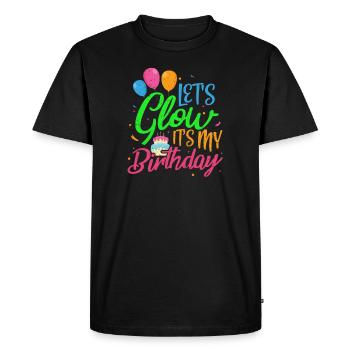 Birthday Glow - Men's Premium Organic T-Shirt - black - Front - Nico (187cm)