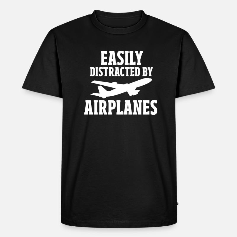 Flugzeug - Männer Premium Bio T-Shirt - Schwarz