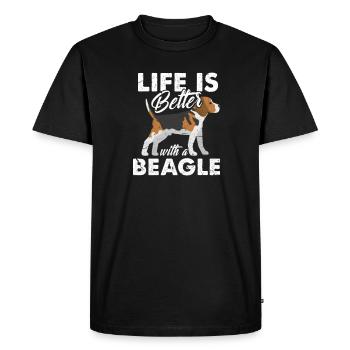 beagle - Premium luomulaatuinen miesten t-paita - musta - Edestä - Nico (187cm)