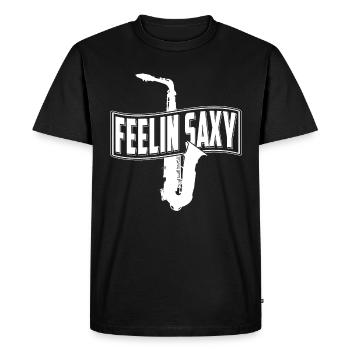 Saxophoniste T-shirt saxophone cadeau joueur - T-shirt Premium bio Homme - noir - Devant - Nico (187cm)