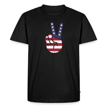 America Peace Peace Peace Sign Cadeau - T-shirt Premium bio Homme - noir - Devant - Nico (187cm)
