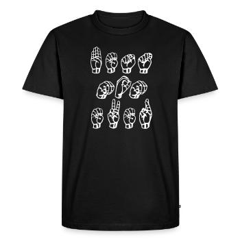 Langue des signes - T-shirt Premium bio Homme - noir - Devant - Nico (187cm)