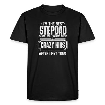 beau-père père famille Papa fête des pères cadeau - T-shirt Premium bio Homme - noir - Devant - Nico (187cm)