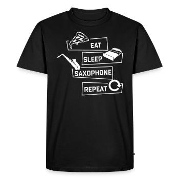 Mangez Sommeil Joueur Saxophone Shirt Cadeau Sax - T-shirt Premium bio Homme - noir - Devant - Nico (187cm)