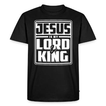 Jesus Is My Lord & King T-Shirt Believer Christian - Men's Premium Organic T-Shirt - black - Front - Nico (187cm)