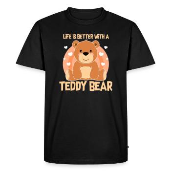 Teddy bear stuffed animal plush toy bear gift - Men's Premium Organic T-Shirt - black - Front - Nico (187cm)