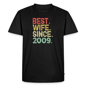Épouse 2009 anniversaire de mariage anniversaire de mariage - T-shirt Premium bio Homme - noir - Devant - Nico (187cm)
