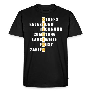 Taxes dans les mots croisés - T-shirt Premium bio Homme - noir - Devant - Nico (187cm)