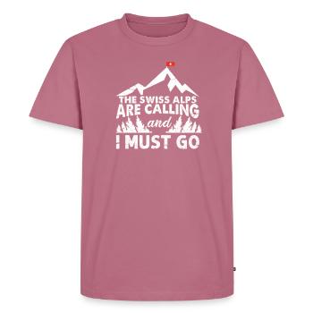 Cadeau de randonnée en montagne pour les Alpes suisses - T-shirt Premium bio Homme - mauve - Devant - Nico (187cm)