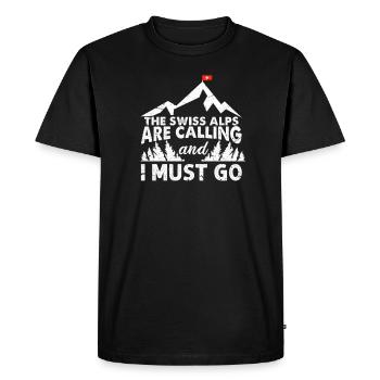 Cadeau de randonnée en montagne pour les Alpes suisses - T-shirt Premium bio Homme - noir - Devant - Nico (187cm)