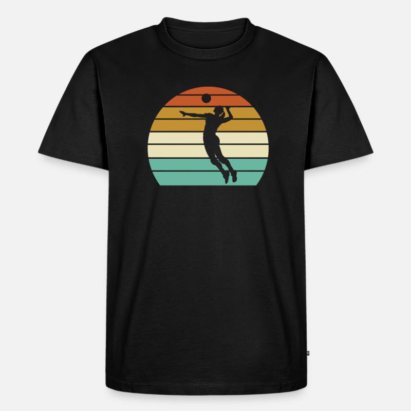 Volleyball Retro - Männer Premium Bio T-Shirt - Schwarz