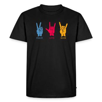80's Peace Love Rock Peace Love Gift - Men's Premium Organic T-Shirt - black - Front - Nico (187cm)