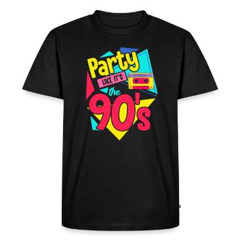 90s Party Cassette 90s Retro Gift - Men's Premium Organic T-Shirt - black - Front - Nico (187cm)