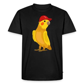 Budgerigar parrot construction worker with helmet - Men's Premium Organic T-Shirt - black - Front - Nico (187cm)