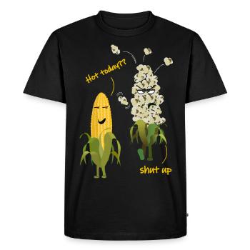 Corn popcorn hot weather summer - Men's Premium Organic T-Shirt - black - Front - Nico (187cm)
