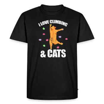 Climber bouldering climber climbing cat - Men's Premium Organic T-Shirt - black - Front - Nico (187cm)