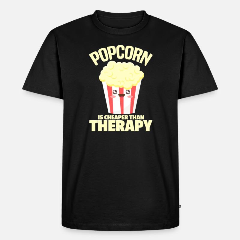 Popcorn - Männer Premium Bio T-Shirt - Schwarz