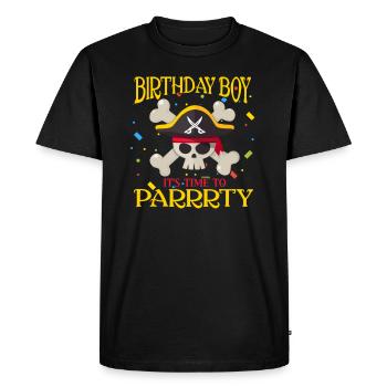 Anniversaire pirate pirate pirate pirate head - T-shirt Premium bio Homme - noir - Devant - Nico (187cm)