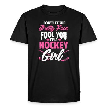 Hockey hockey girl hockey hockey hockeyeuse - T-shirt Premium bio Homme - noir - Devant - Nico (187cm)