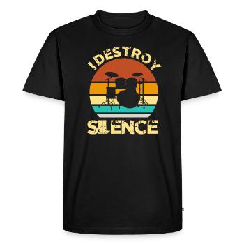Drummer Drummer Drummer Retro Gift - Men's Premium Organic T-Shirt - black - Front - Nico (187cm)