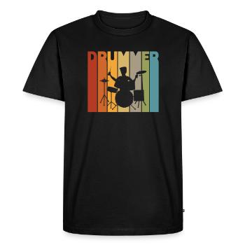 Drummer Drummer Drummer Retro Gift - Men's Premium Organic T-Shirt - black - Front - Nico (187cm)
