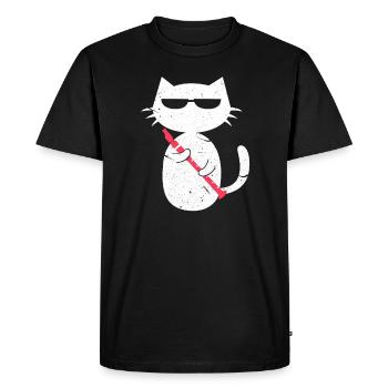 Flûte Flûte Fanfare Cadeau Chat - T-shirt Premium bio Homme - noir - Devant - Nico (187cm)